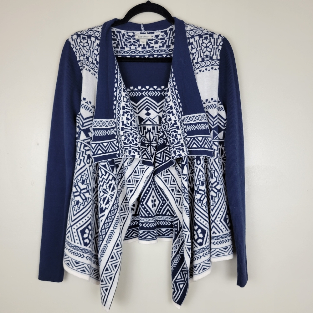 Lucky Brand Blue and White Patterned Cardigan